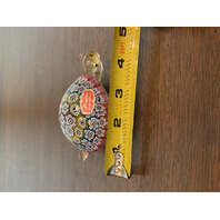 STUNNING MURANO Multicolored MILLEFIORI Aventurine Turtle Figurine W/LABEL 4.5"