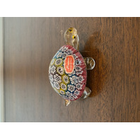 STUNNING MURANO Multicolored MILLEFIORI Aventurine Turtle Figurine W/LABEL 4.5"