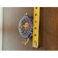 STUNNING MURANO Multicolored MILLEFIORI Aventurine Turtle Figurine W/LABEL 5.5"L