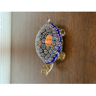 STUNNING MURANO Multicolored MILLEFIORI Aventurine Turtle Figurine W/LABEL 5.5"L