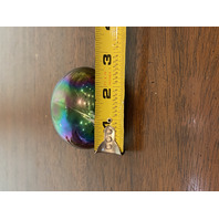BEAUTIFUL VTG Balos Art Glass Iridescent Paperweight W/White Spots 2.75"W