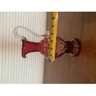 STUNNING VTG FENTON Cranberry Floral LTD ED #64/950 Ewer Pitcher SIGNED 10.25"H