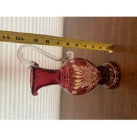 STUNNING VTG FENTON Cranberry Floral LTD ED #64/950 Ewer Pitcher SIGNED 10.25"H