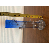 STUNNING ANTIQUE Stevens & Williams Blue Ribbed Optic W/Spiral Vine Vase 10.75"H