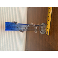STUNNING ANTIQUE Stevens & Williams Blue Ribbed Optic W/Spiral Vine Vase 10.75"H