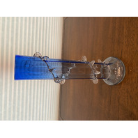 STUNNING ANTIQUE Stevens & Williams Blue Ribbed Optic W/Spiral Vine Vase 10.75"H