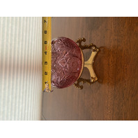 BEAUTIFUL VTG FENTON Dusty Rose Rose Bowl/Candle Holder W/Brass Stand 6"H