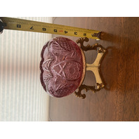 BEAUTIFUL VTG FENTON Dusty Rose Rose Bowl/Candle Holder W/Brass Stand 6"H