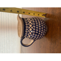 BEAUTIFUL VTG Boleslawiec Blue & White Pottery Pitcher/Jug 5.5"H POLAND
