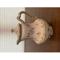 ANTIQUE HAVILAND FRANCE Green/Gold Porcelain Floral PAINTED Chocolate Pot 8.75"H