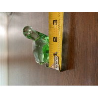 SET OF 2 ADORABLE Green & Clear Art Glass Turtle Figurines 2.75"L, 2.5"L