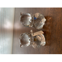 ADORABLE VTG FENTON NOVEMBER & SEPTEMBER Birthstone Bear Paperweights 3.5"H PAIR