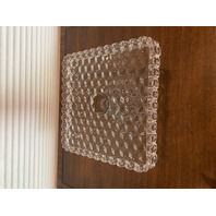 GORGEOUS VTG AMERICAN FOSTORIA Cubist Square Glass Cake Plate W/Rum Well 10"W