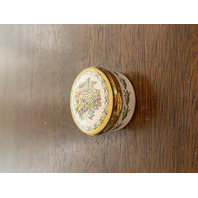 GORGEOUS VTG STAFFORDSHIRE Floral HAND PAINTED Enamel Trinket Box 1"H