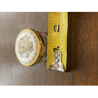 GORGEOUS VTG STAFFORDSHIRE Floral HAND PAINTED Enamel Trinket Box 1"H