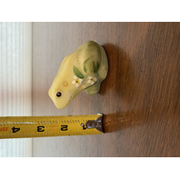 STUNNING VTG FENTON Yellow/Green Floral PAINTED Frog Figurine W/LABEL SIGNED 3"L