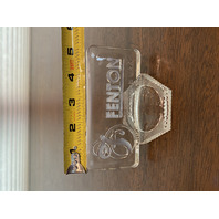 GORGEOUS VTG FENTON French Opalescent Art Glass Dealer Logo Sign 5"L U.S.A.