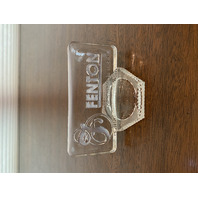 GORGEOUS VTG FENTON French Opalescent Art Glass Dealer Logo Sign 5"L U.S.A.
