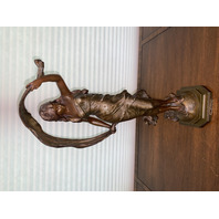 BEAUTIFUL VTG ART NOUVEAU Bronze Toned Metal LA NYMPHE Sculpture 19"H