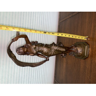 BEAUTIFUL VTG ART NOUVEAU Bronze Toned Metal LA NYMPHE Sculpture 19"H