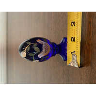 VTG FENTON Cobalt Blue PAINTED BIRD & FLORAL LTD ED #335/3000 Glass Egg 3.75"H