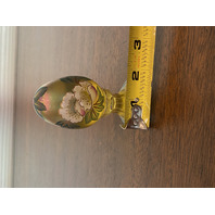 VTG FENTON Gold Iridescent FLORAL PAINTED LTD ED #1136 Egg W/LABEL 3.75"H