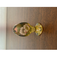 VTG FENTON Gold Iridescent FLORAL PAINTED LTD ED #1136 Egg W/LABEL 3.75"H