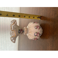 VTG FENTON Charleton Rose Silver Crest W/Gold Melon HAND PAINTED Vase 6.25"H