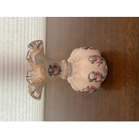 VTG FENTON Charleton Rose Silver Crest W/Gold Melon HAND PAINTED Vase 6.25"H
