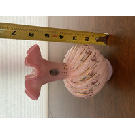 BEAUTIFUL VTG FENTON Rosalene Floral PAINTED LTD ED #451 Glass Swirl Vase 6.25"H