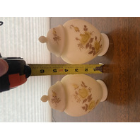 PAIR Of VTG FENTON Floral PAINTED Custard Glass Ginger Jars W/Lids SIGNED 6"H