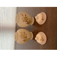 PAIR Of VTG FENTON Floral PAINTED Custard Glass Ginger Jars W/Lids SIGNED 6"H