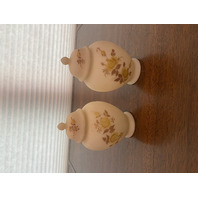 PAIR Of VTG FENTON Floral PAINTED Custard Glass Ginger Jars W/Lids SIGNED 6"H
