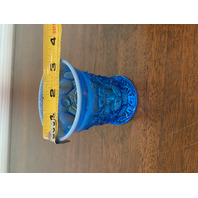 BEAUTIFUL VTG Blue Opalescent Floral/Honeycomb Glass Pitcher & 6 Glasses SET(7)