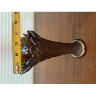 ANTIQUE Northwood Amethyst Iridescent DIAMOND POINT Art Glass Swung Vase 10.75"H