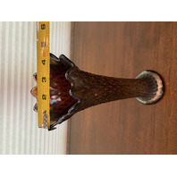 ANTIQUE Northwood Amethyst Iridescent DIAMOND POINT Art Glass Swung Vase 10.75"H