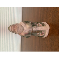 RARE FENTON LTD ED Green Bejeweled Floral PAINTED Santa Figurine #1607 SIGNED 8"
