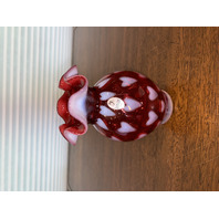 STUNNING VTG FENTON Cranberry Opalescent Heart LTD ED #1751 Vase W/LABEL 5.75"H