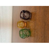 STUNNING SET(3) VTG Multicolored Cut To Clear Crystal Votive Candle Holders 2.5"