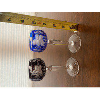 2 STUNNING VTG Tritschler-Winterhalder Cut To Clear Crystal Cordial Glasses 5"H