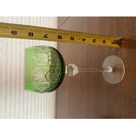 STUNNING SET(4) VTG Multicolored Bohemian Grape Cut To Clear Wine Glasses 8.25"H