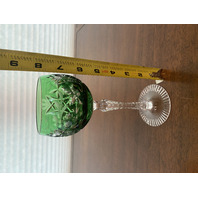 STUNNING VTG Amethyst/Green Cut To Clear Grape Crystal Wine Glasses 7.75"H PAIR