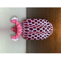 STUNNING VTG FENTON Cranberry Opalescent BUBBLE OPTIC Vase C95531 8.25"H