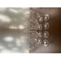 STUNNING SET(12) POLO PLAYER ON HORSEBACK/Floral Etched Crystal Water Goblets 8"
