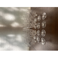 STUNNING SET(12) POLO PLAYER ON HORSEBACK/Floral Etched Crystal Water Goblets 8"