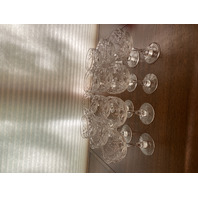 STUNNING SET(12) POLO PLAYER ON HORSEBACK Etched Crystal Champagne Glasses 6"H