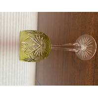 BEAUTIFUL VTG Yellow/Topaz Cut To Clear UNIQUE Pattern Wine Glass 7.5"H