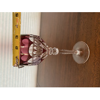 BEAUTIFUL VTG ANNA HUTTE Cranberry Cut To Clear ANN5 Crystal Water Goblet 7.75"H
