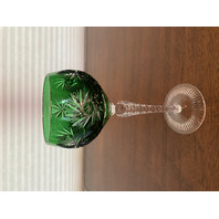 STUNNING VTG NACHTMANN Green Cut To Clear SCHLIFF Crystal Hock Wine Glass 8.25"H