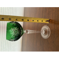 STUNNING VTG NACHTMANN Green Cut To Clear SCHLIFF Crystal Hock Wine Glass 8.25"H